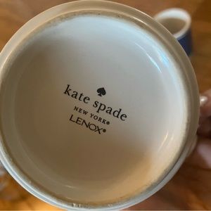 Set of 4 Kate Spade mugs . Cute ‘ diner” theme. Blue and White